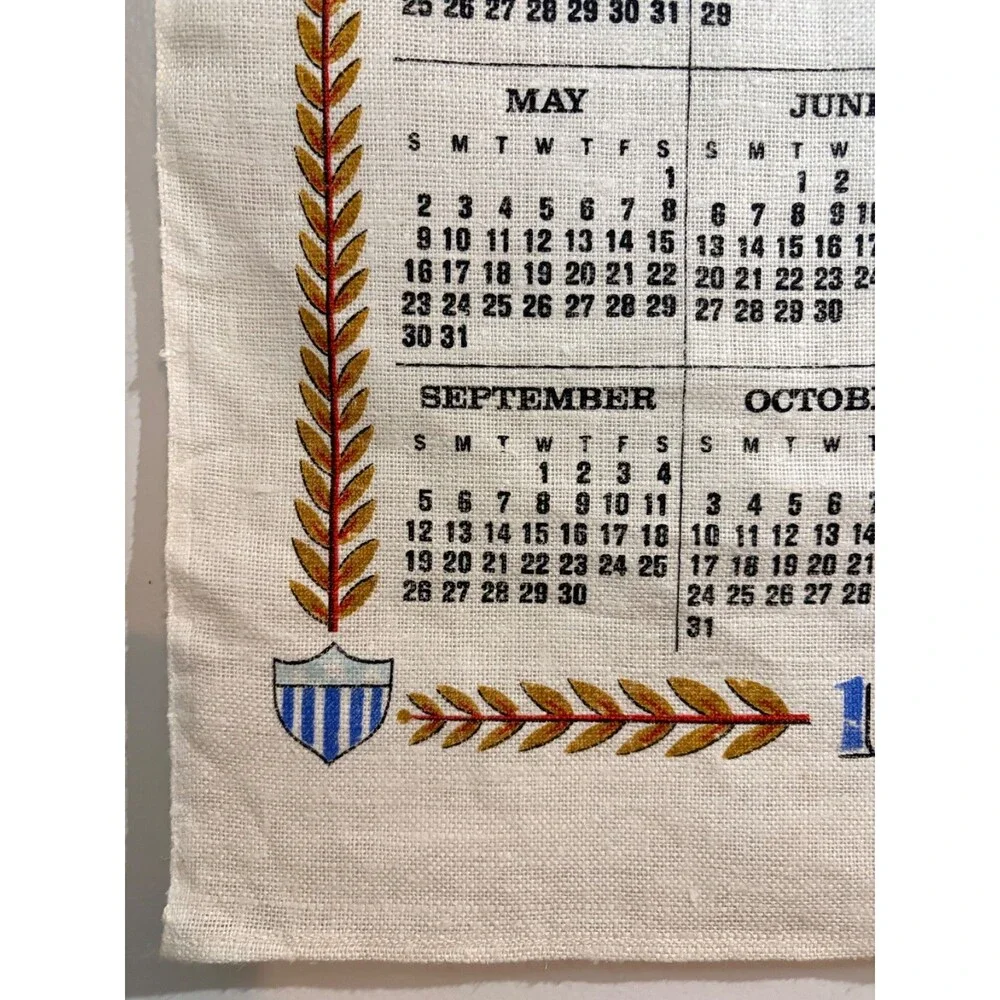 Vtg 1976 Bicentennial Linen Tea Towel Calendar 200 years of Freedom